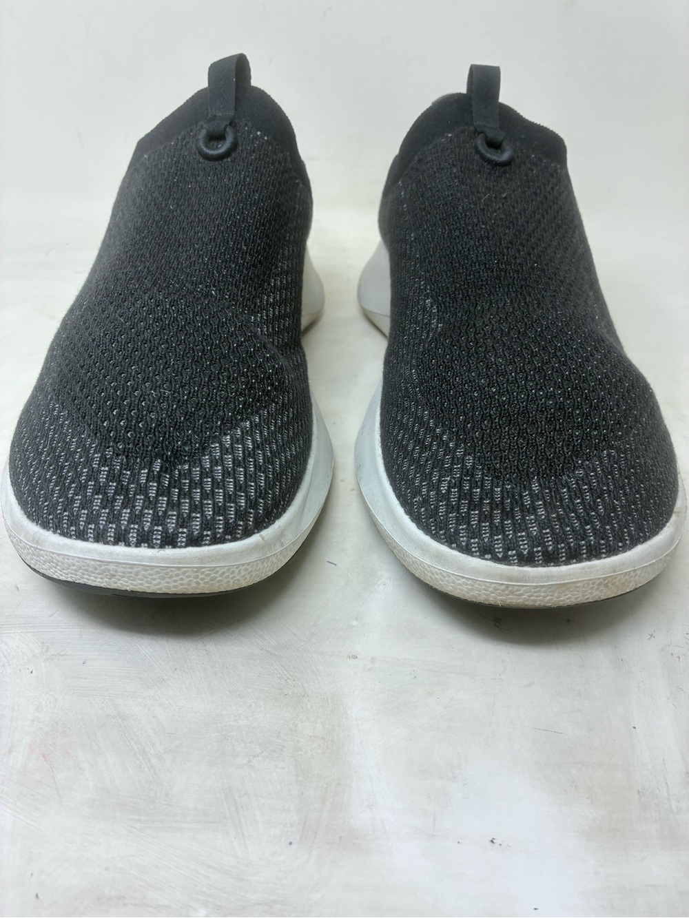 allbirds Men's Black Knit Slip-On Sneakers with White Sole
